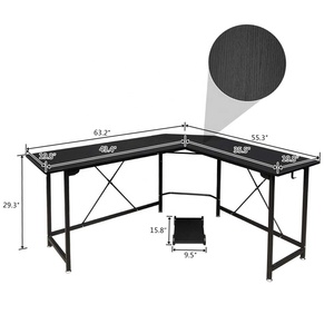 Wooden <strong>Cheap</strong> Reversible L Shaped <strong>Desk</strong> Black Modern Home <strong>Office</strong> Corner 3-Piece L-Shape Computer <strong>Desk</strong> with Reversible Tabletop - Product Image 3