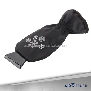 Promotionele Auto Plastic Sneeuw Ijskrabber Sneeuw Schop Voorruit Warme Polar Fleece Mitt Schop