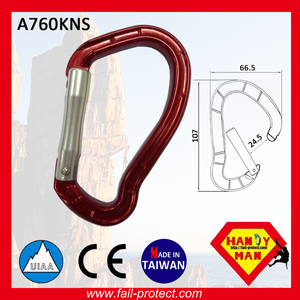 Mosquetón de aluminio de puerta recta para escalada en roca UIAA estándar de la UE CE y estándar americano para deportes al aire libre - Product Image 2