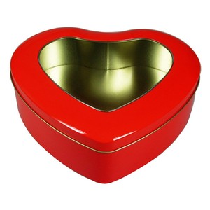 Factory promotion wholesale custom love heart shaped Wedding packaging tin with window boxes