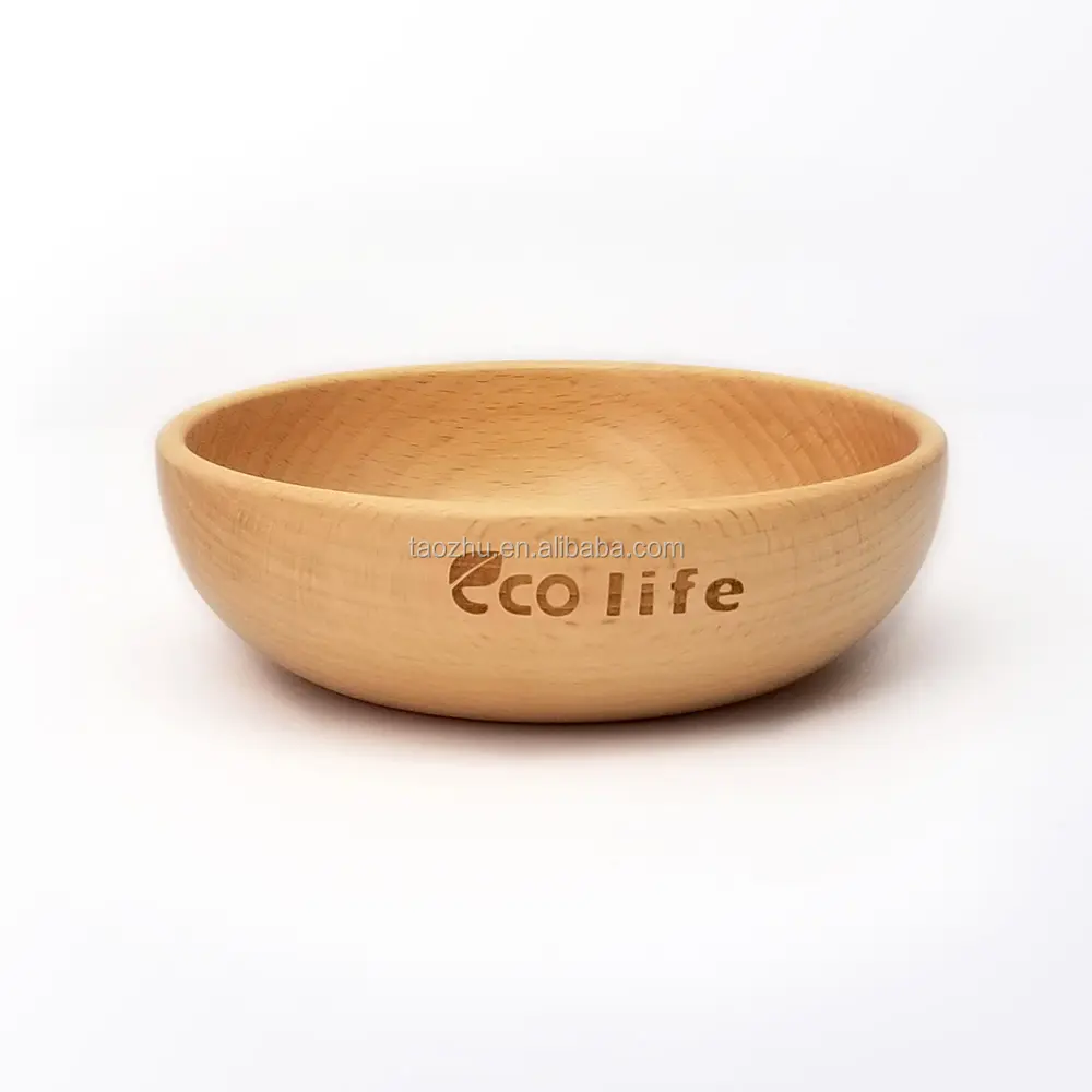 High Quality Reusable Natural Wooden Bowl with Custom Logo