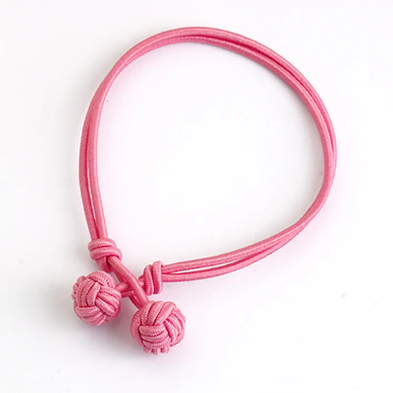 Women pink rope chain elastic handmade bracelet new design and fabric silk knot cufflinks