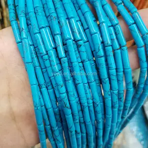Fio longo de contas de jóias sb6630, pedra natural azul turquesa, suave