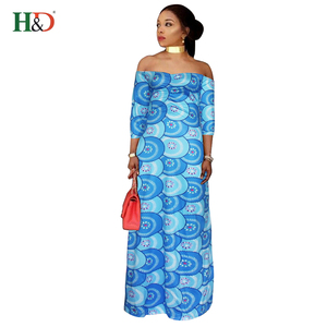 H & <span class=keywords><strong>D</strong></span> precio barato al por mayor cera Africana Kitenge diseños del vestido fuera de hombro vestido - Product Image 1