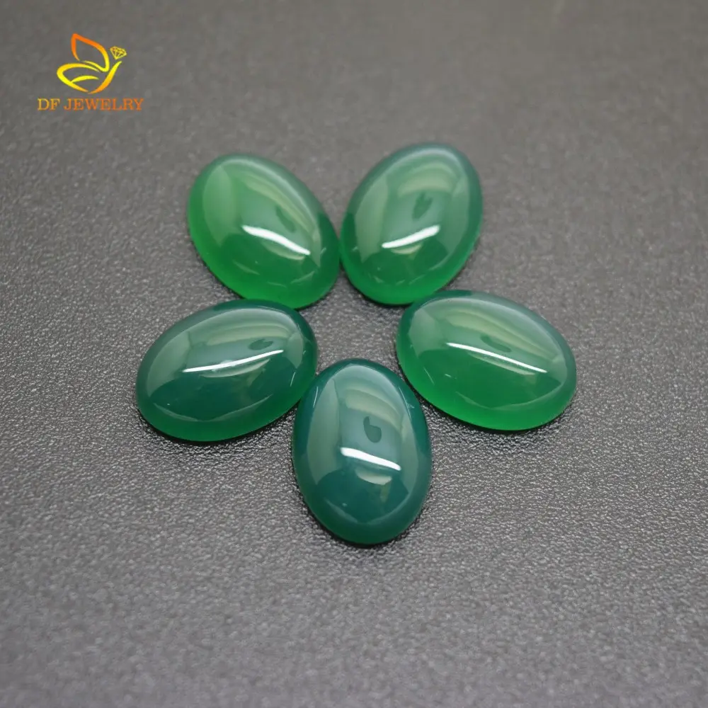 Yüksek Kaliteli Oval Cabochon Doğal Yeşil Akik