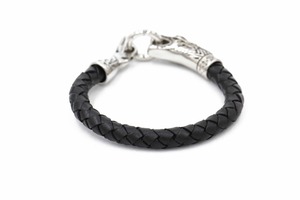 2017 Recién llegado de gemelos de diseño único lobo pulsera de cuero trenzado de acero inoxidable - Product Image 2