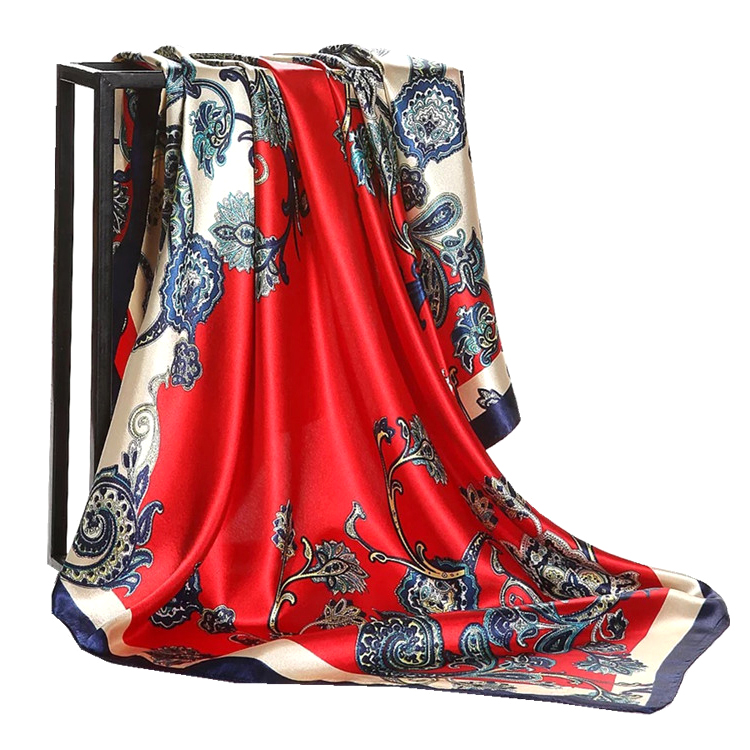 2024 hot selling 90 satin silk scarf printed square sleep hair scarf fashion shiny women satin scarf