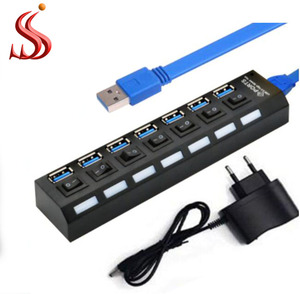 ฮับ USB พอร์ต6 7 8พอร์ต USB 12V 7พอร์ต USB พร้อมสวิตช์เปิด/ปิด + อะแดปเตอร์แปลงไฟ AC EU/US - Product Image 3