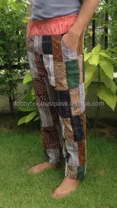 Handmade Patchwork ผ้ากางเกงผ้าฝ้าย100% จาก Dobbytex ประเทศไทย/Hippie Patchwork กางเกง