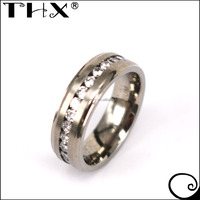 THX Schmuck Channel-Set Weißer CZ Titan Eternity Ehering für Männer Frauen Büro/Karriere