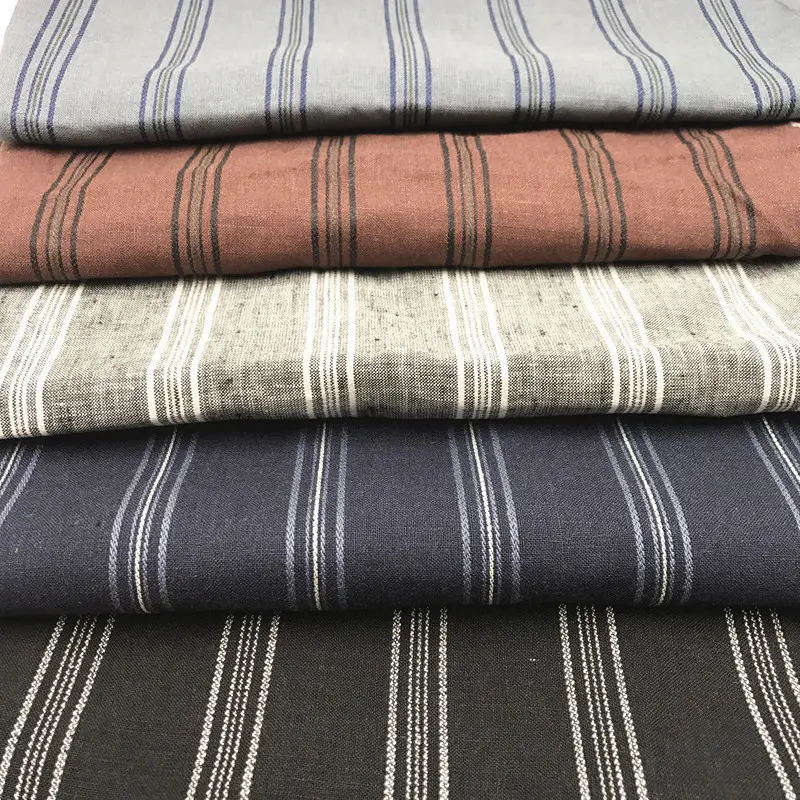 High quality yarn dyed linen stretch bedding sheets fabric