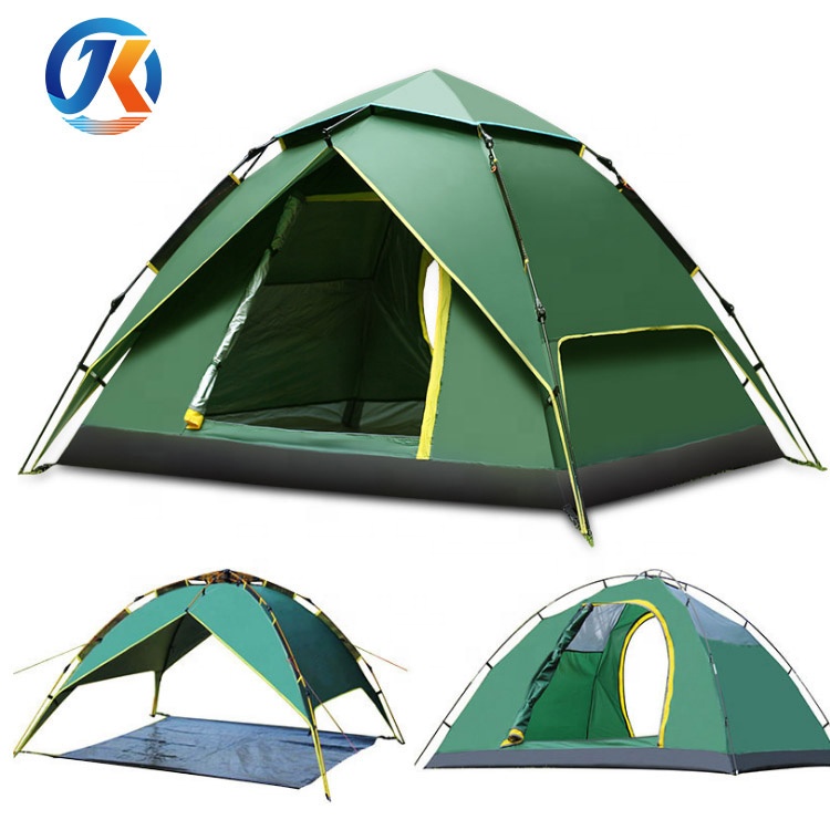 3-4 Person Camping Tent 4 Season Backpacking Tent Automatic Instant Pop Up Double 210D Oxford Cloth Tent for Camping