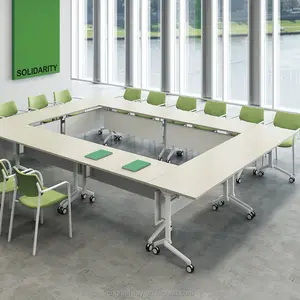 Greatway Folding Desk <strong>with</strong> <strong>Wheels</strong> Office Meeting Training Folding Study <strong>Table</strong> - Product Image 5