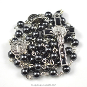 Venta al por mayor hematita st benedict conector negro católica hombre <span class=keywords><strong>rosario</strong></span> - Product Image 1