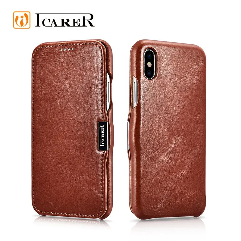 ICARER Popular 100% Real Cowhide Leather 360 Phone Protective Case For iPhone X XS MAX XR