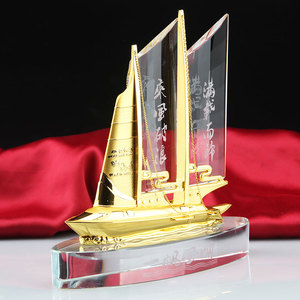 Shining Miễn Phí Logo 3D Khắc Tùy Chỉnh Pha Lê Thủy Tinh Thuyền Buồm Mô Hình Cho Quà Tặng Lưu Niệm Thuyền Thuyền Mô Hình Pha Lê - Product Image 2