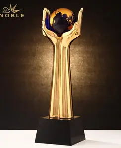Noble Custom ized Resin Handshake Corporate Award Blue Globe Kristall trophäe