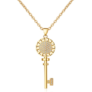 Collar personalizado con cadena chapado en oro para mujer, colgante con llave - Product Image 1