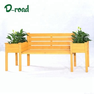 <span class=keywords><strong>Madera</strong></span> Natural Parque largo Banco silla <span class=keywords><strong>de</strong></span> jardín al aire libre banco con <span class=keywords><strong>maceta</strong></span> - Product Image 3