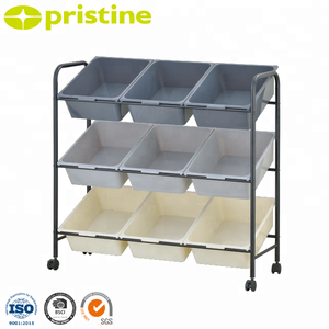 Shopee OEM maison Organisateur Taiwan ménage stockage fabricant Articles ménagers chariot chariot 9 PP bacs en plastique jouet organisateur - Product Image 1