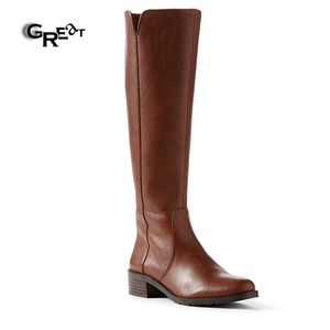 Marrone <span class=keywords><strong>Stivali</strong></span> Alti Al Ginocchio Legno <span class=keywords><strong>Tacco</strong></span> Grosso <span class=keywords><strong>Stivali</strong></span> Invernali Per Le Donne - Product Image 1