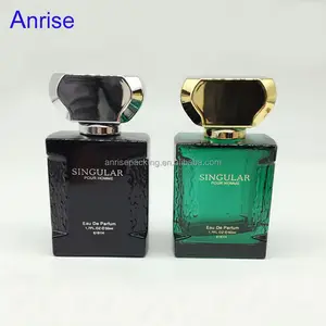 Clásico Vintage 50ml Color negro botellas de Perfume de vidrio recargable de artes para botella de Colonia con tapas de aluminio