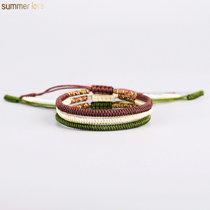 Amiu — Bracelet <span class=keywords><strong>tressé</strong></span> à la main pour hommes et femmes, cordon, noeud tibétain, ajustable, corde porte-bonheur <span class=keywords><strong>bouddhiste</strong></span>, nouveau, tendance - Product Image 3