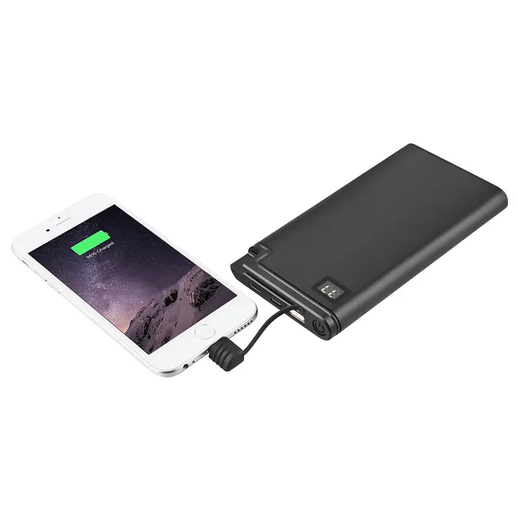 10000mAh ในตัว 2.4A เครื่องชาร์จด่วน Power Bank 18W QC 3.0 ประเภท C สองทางชาร์จเร็ว Powerbank