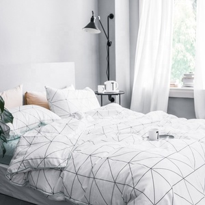 Bed Four <strong>Sets</strong> <strong>Black</strong> White Checks <strong>Duvet</strong> Geometry Pattern Alternative Comforter Quilt - Product Image 6