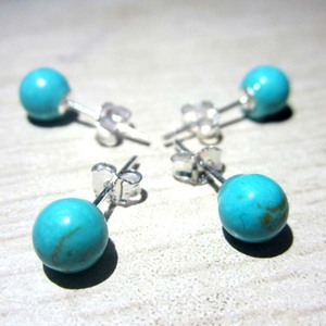 6mm Natural <strong>Turquoise</strong> <strong>Earrings</strong> With 925 Sterling Silver <strong>Studs</strong> Semi Precious Gemstone <strong>Stud</strong> <strong>Earrings</strong> - Product Image 6