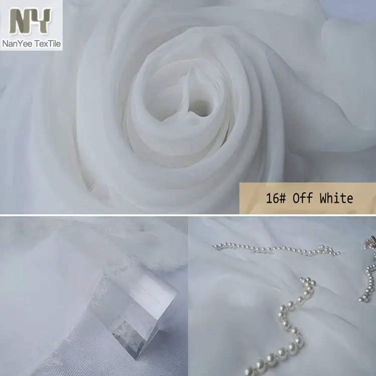 Nanyee Textile Wholesale China Off White Color Polyester Sheer Chiffon Fabric