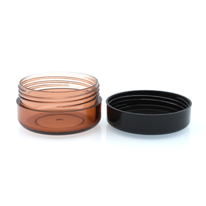 Vente en gros 10g 10ml 15ml 15g 20ml 20g 20g Crème pour le visage vide Lotion en plastique ambré Récipients de crème cosmétique Pot en plastique avec bouchon noir - Product Image 3