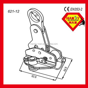 621-12 CE EN353-2 Abrazadera de cuerda de acero de 12 mm, detenedor de caídas, cortador de cuerda - Product Image 2