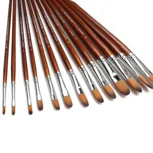 High-end Weasel Hair Wood Handle Painting Brush Wholesale Artist Paint Brush 13pcs/set For Art Supplies