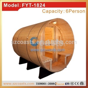 La fábrica de china al aire libre de madera de barril <span class=keywords><strong>sauna</strong></span> horno( 4~6person) con porche - Product Image 1