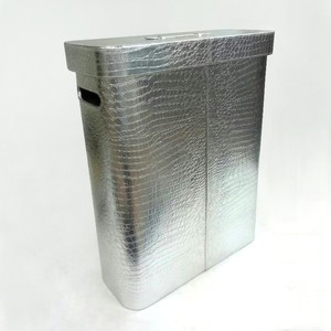 Simple Design White Oval Shape PU Leather <b>Covered</b> laundry Basket - Product Image 5