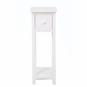 White <strong>Bedside</strong> Telephone <strong>Table</strong> With Drawer Side Living Room <strong>Slim</strong> Tall Furniture - Product Image 4