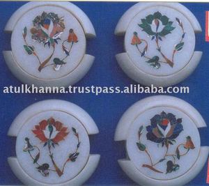 Marble Inlay Coaster Set, Marble Inlay Gift - Product Image 1