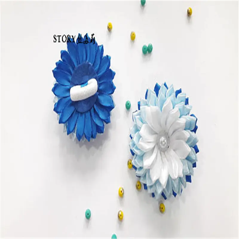 Arcos de cabelo japoneses kawaii, arcos de flores de pérola, branco e azul, para bebês meninas