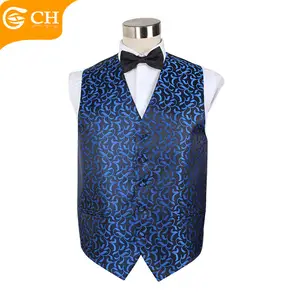 ขายส่งการทำธุรกรรมที่ปลอดภัย 2019 การออกแบบล่าสุด Waistcoat Blue Jacquard สำหรับชาย