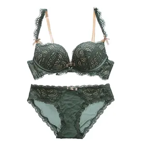 Buy 2PC Embroidery & Satin Bralette Set