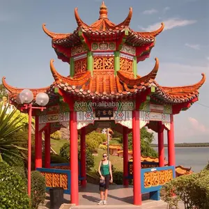 Pavillon chinois pergola tuiles vitrées argile temple restaurant matériaux de toiture