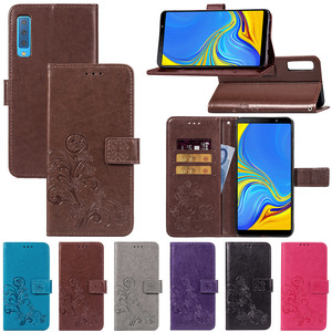 Sang trọng Bốn Lá Cỏ Ba Lá Dập Nổi Hoa Da điện thoại trường hợp Đối Với Samsung Galaxy A5 A7 A9Star A6s A6 A8 Cộng Với 2018 lật wallet trường hợp - Product Image 2