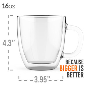 16oz Fatti A Mano Doppio Vetro Di Grandi Dimensioni Tazza di Caffè Tazza <span class=keywords><strong>Da</strong></span> Tè - Product Image 2