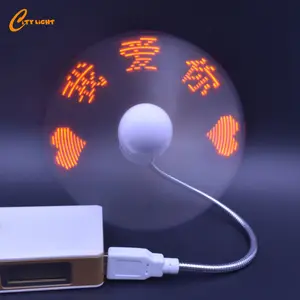 Best Selling LED Programmable Message Mini Flashing usb flashing light fan With CD