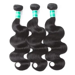 Vendedores de cabello Virgen al por mayor, cabello humano 100% ondulado del cuerpo pelo indio crudo del templo, lista barata de mechones de cabello humano ondulado