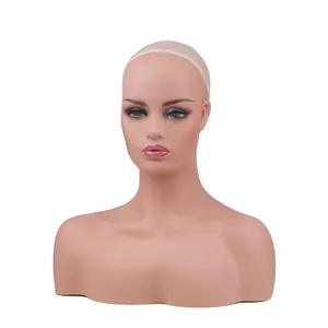 Head mannequin with bust wig headstand for wigs display making styling and jewelry display mannequin