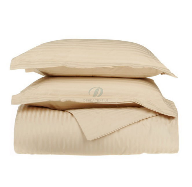 Deeda factory 5 star hotel bedding linen 300 thread count 1cm stripe beige