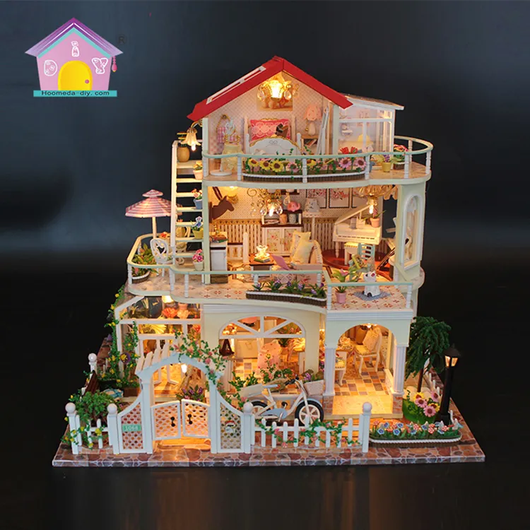 Jeu pour enfants à prix d'usine, nouveau Design moderne pour maison de poupée avec meubles pour fabriquer une Villa Miniature pour maison de poupée
