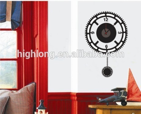 2015 élément populaire roue dentée Design Wall Decal accueil Sticker mural déco horloge
